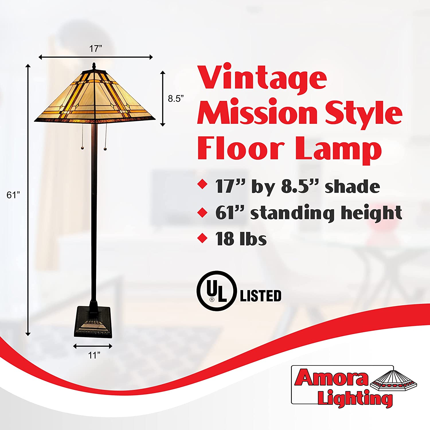 BBNBDMZ Tiffany Floor Lamp Torchiere - Vintage Standing Light Floor Lamp - 61\u201D Tall Floor Stained Glass Lamp - Tiffany Floor Lamps for Living Room