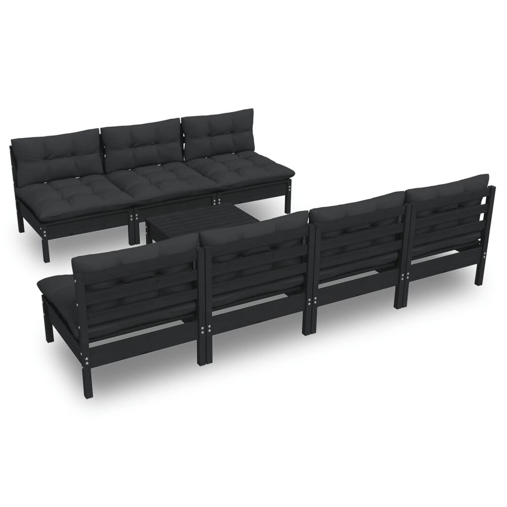 vidaXL Solid Pinewood Patio Lounge Set 8 Piece with Cushions Multi Colors