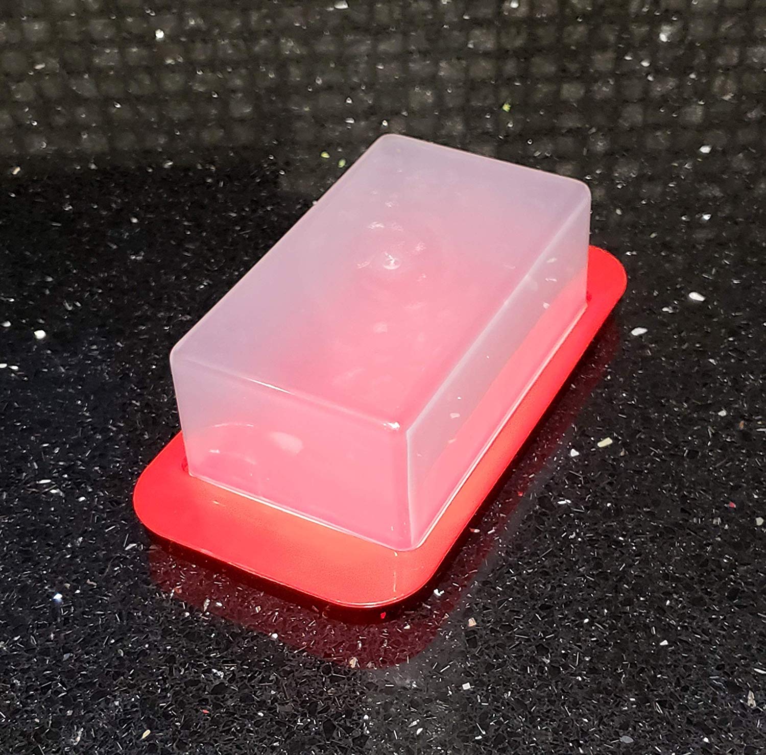 Dependable Industries Plastic Standard Butter Dish Red Base Smoked Clear Top