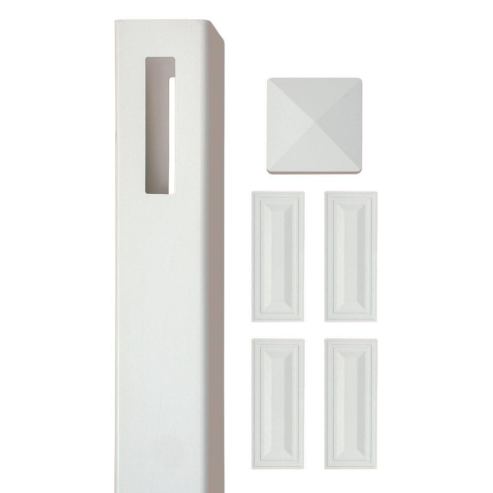 SIXTH AVENUE BUILDING PRODUCTS SUPPLYING THE WORLD Wexford 5 in. x 5 in. x 8 ft. White Vinyl Fence Post Kit LBP8652