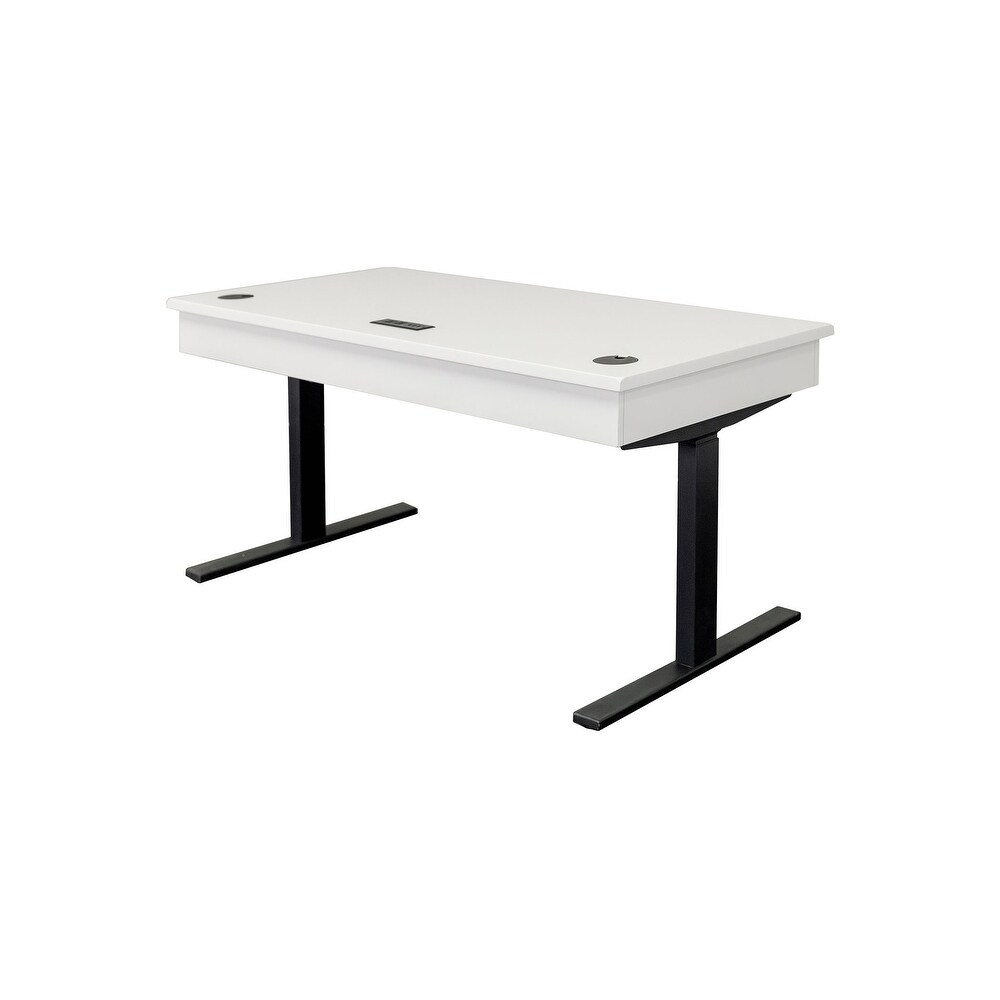 Modern Electric Sit/Stand Desk  Height Adustable Table  Wood Adjustable Office Desk  White