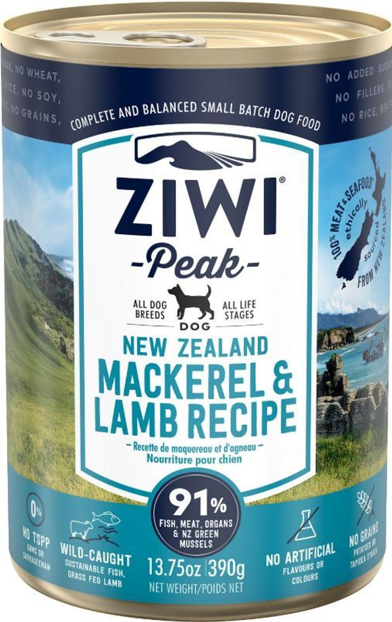 Ziwi Peak New Zealand Mackerel and Lamb Recipe Canned Dog Food， 13.75 Oz.