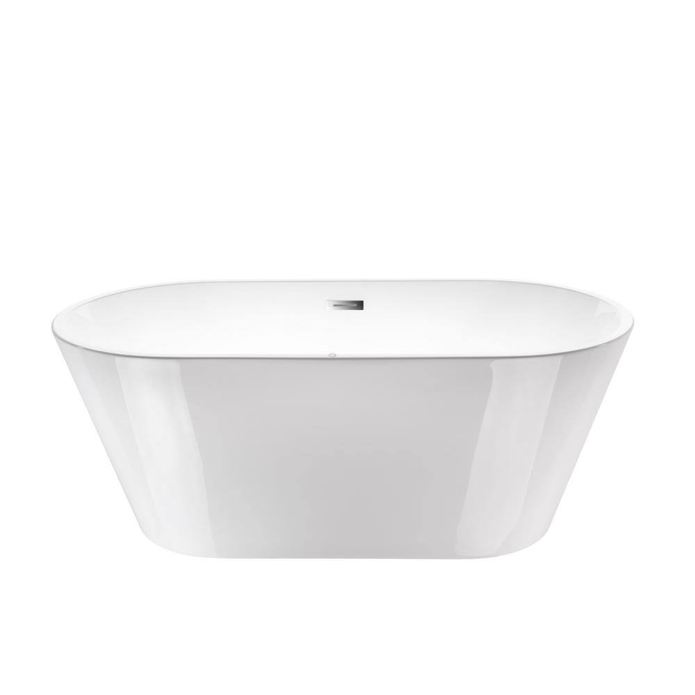 Vanity Art 54 in. L X 29 in. W White Acrylic Freestanding Air Bubble Flatbottom Bathtub in WhitePolished Chrome VAB6815-NXSW