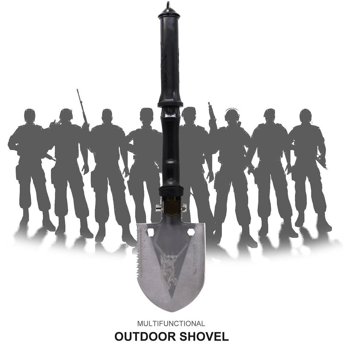 Flantor Camping Shovel Folding Shovel - Heavy Duty Steel Multitool for Outdoor Hiking