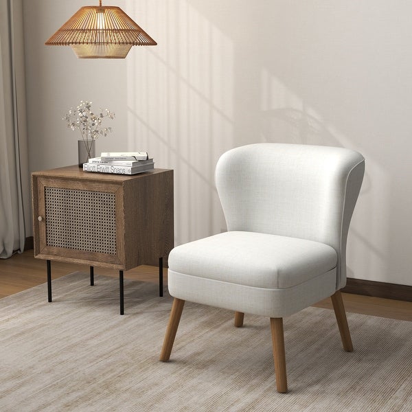 Linen Fabric Armless Accent Chair