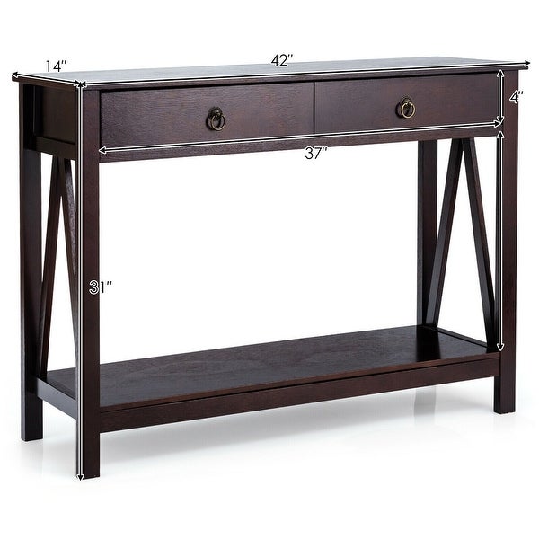 Gymax Console Table Accent Sofa Side Table with Drawer Shelf Entryway - 42'' x 14'' x 31''