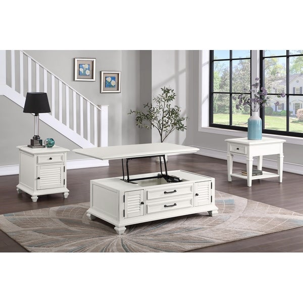 The Gray Barn Castana Modern Farmhouse Soft White End Table with USB