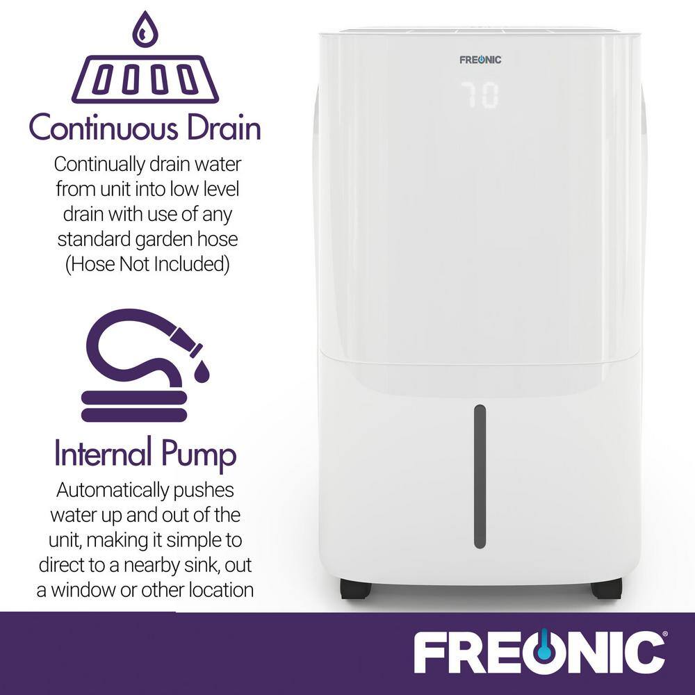 FREONIC Energy Star 16.9 pt. Up to 4500 sq.ft. Dehumidifier in. White With Internal Pump FHCD501PWG