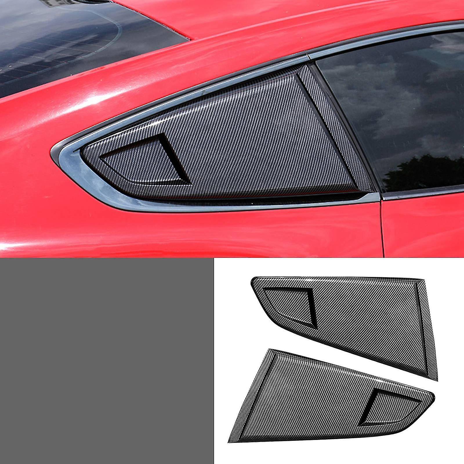 Carbon Fiber Look 1/4 Rear Side Vent Quarter Window Louver Shutter Cover Trim For 2015-2022