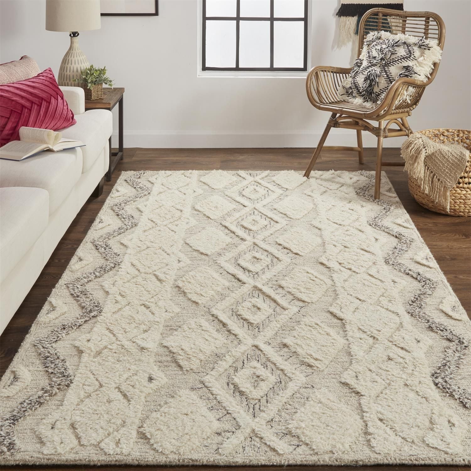 Elika Hand Tufted Ivory and Gray Rug by BD Fine