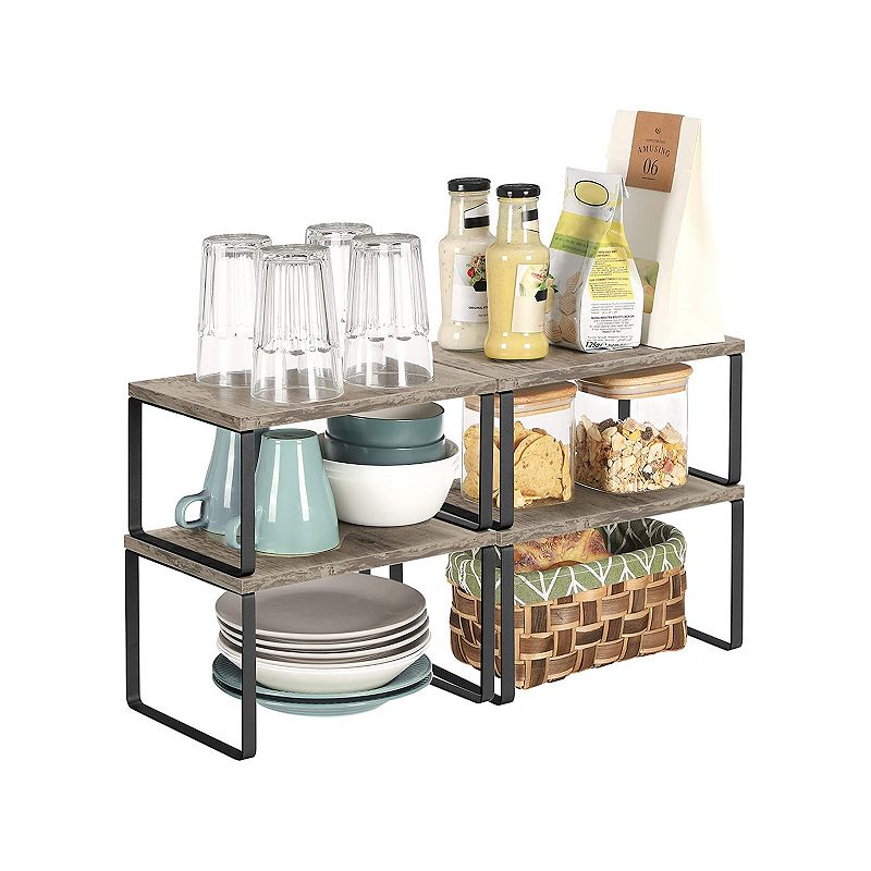 Cabinet Shelf Organizers， Set Of 4 Kitchen Counter Shelves， Stackable， Expandable Spice Racks