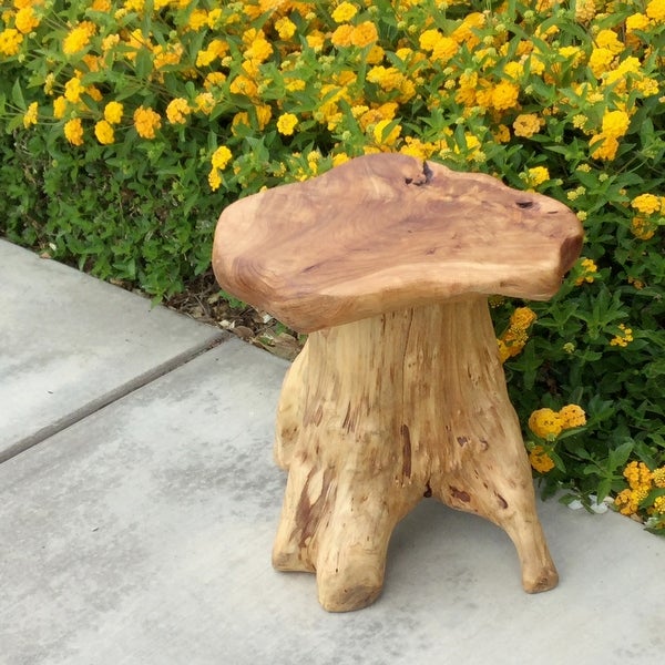 Greenage Cedar Roots Naturally Shaped Mushroom Stool Side Table Stand