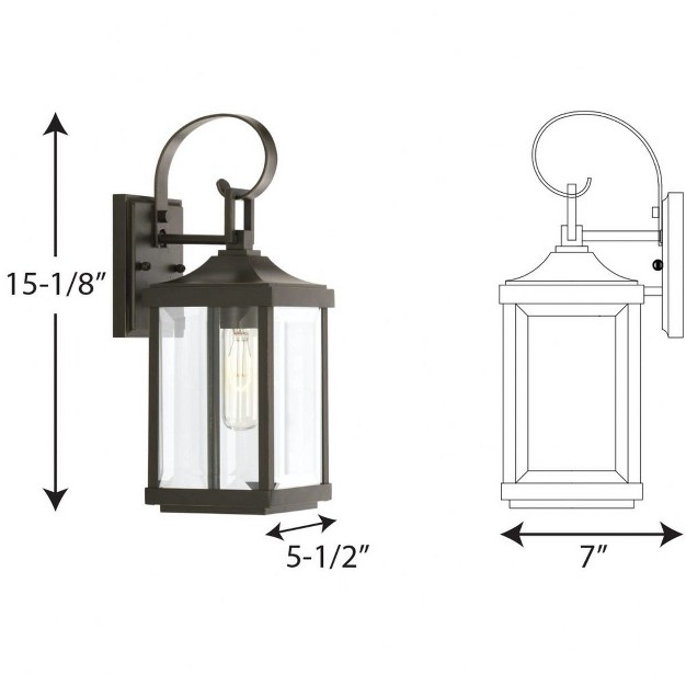 Progress Lighting Gibbes Street 1 light Wall Lantern Antique Bronze Clear Beveled Glass