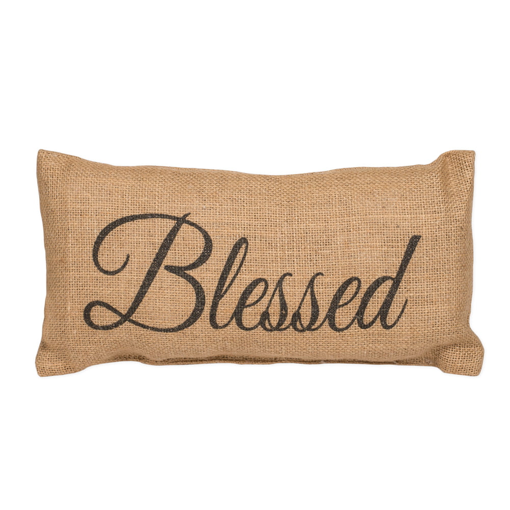 Small Burlap Blessed Country Pillow