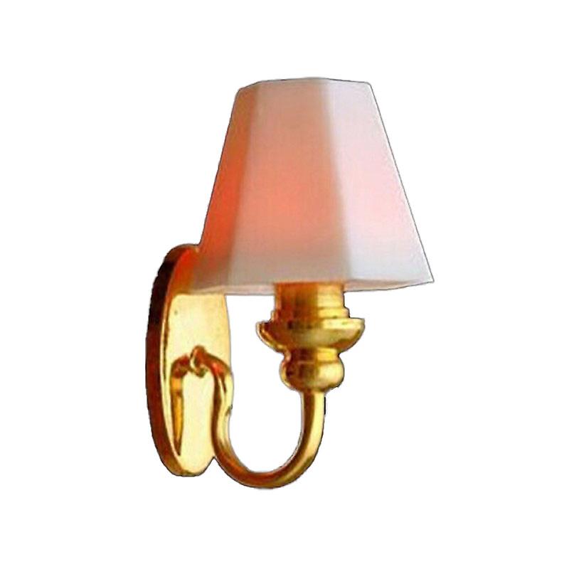 Dolls House Gold Brass Wall Light Sconce Hexagonal Shade 12v Electric Lighting