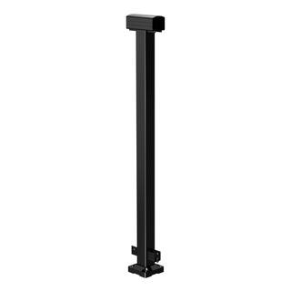 Peak Aluminum Railing 2 in. x 42 in. Black Aluminum Deck Railing Mid Post 50011