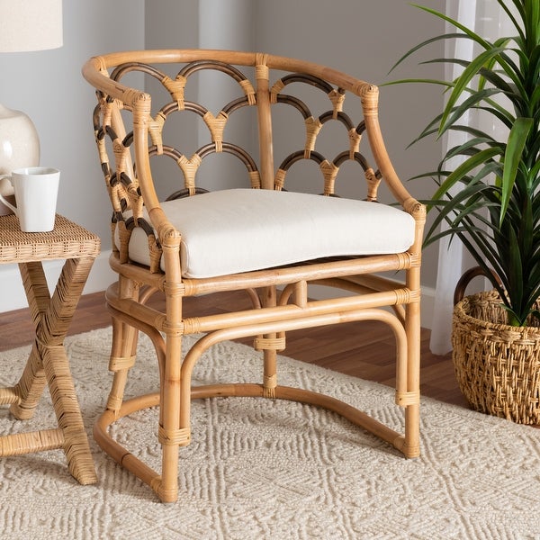 Aster Modern Bohemian Natural Brown Rattan Armchair