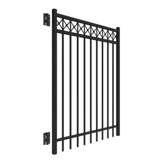 Barrette Outdoor Living Highland 4 ft. W x 54 ft. H Black Decorative Straight Flat Top Metal Fence Gate 73050583