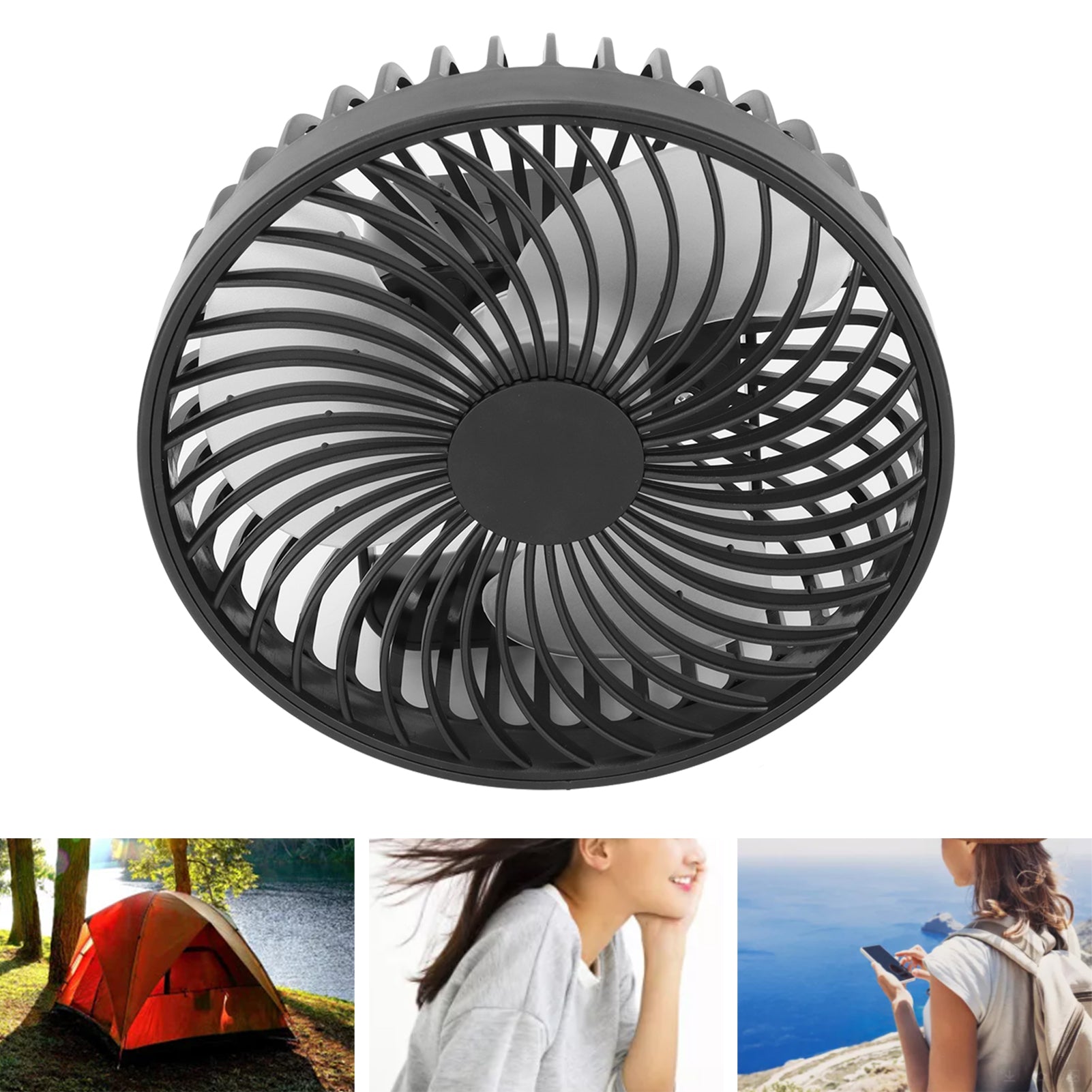 Portable Fan, Low Noise Portable Size   3 Leaves Tent Fan  For Bedroom For Camping For Office