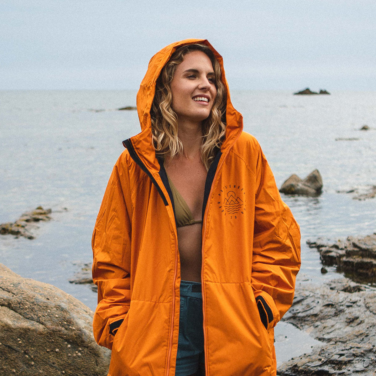 Escapism Recycled Towel Lined Changing Robe - Sunrise Orange