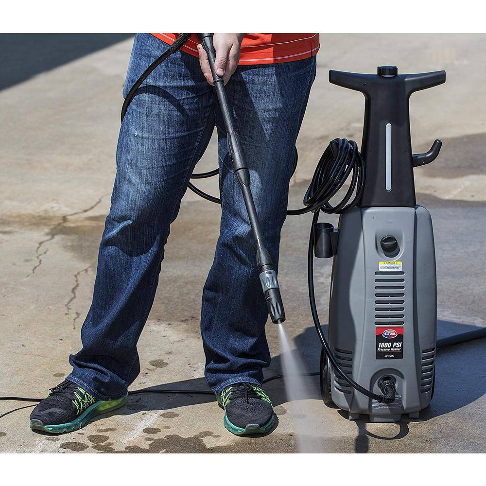 All Power APW5004 1800 PSI 1.6 GPM Electric Pressure Washer with Hose Reel for House， Walkway， Car and Outdoor Cleaning