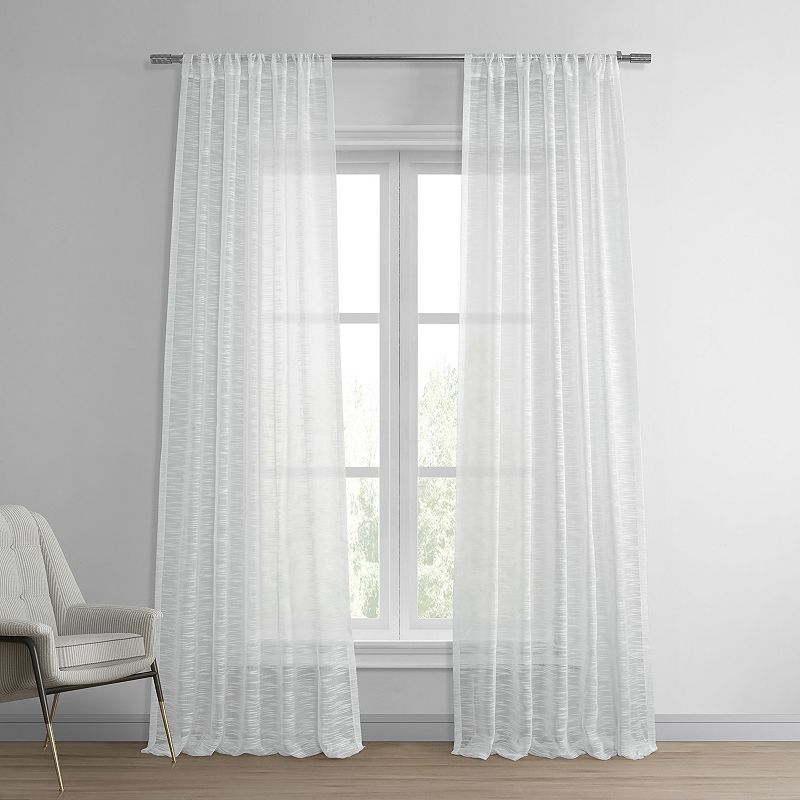 EFF 1-Panel Solid Open-Weave Sheer Window Curtain