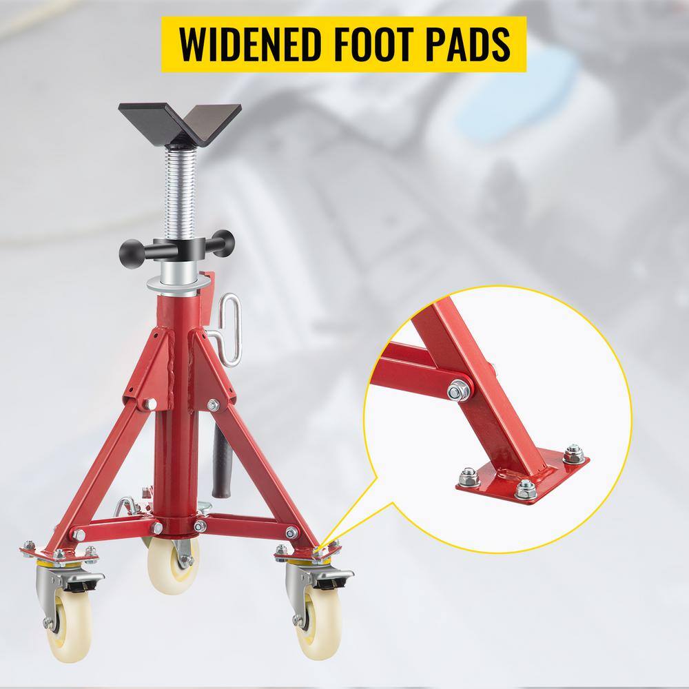 VEVOR Pipe Jack Stand wCasters 882 lbs. V Head Pipe Stand Adjustable Height 20 in. 37 in. Folding Pipe Stands 18 to 12 in. GJGJXDL1107CVICJBV0