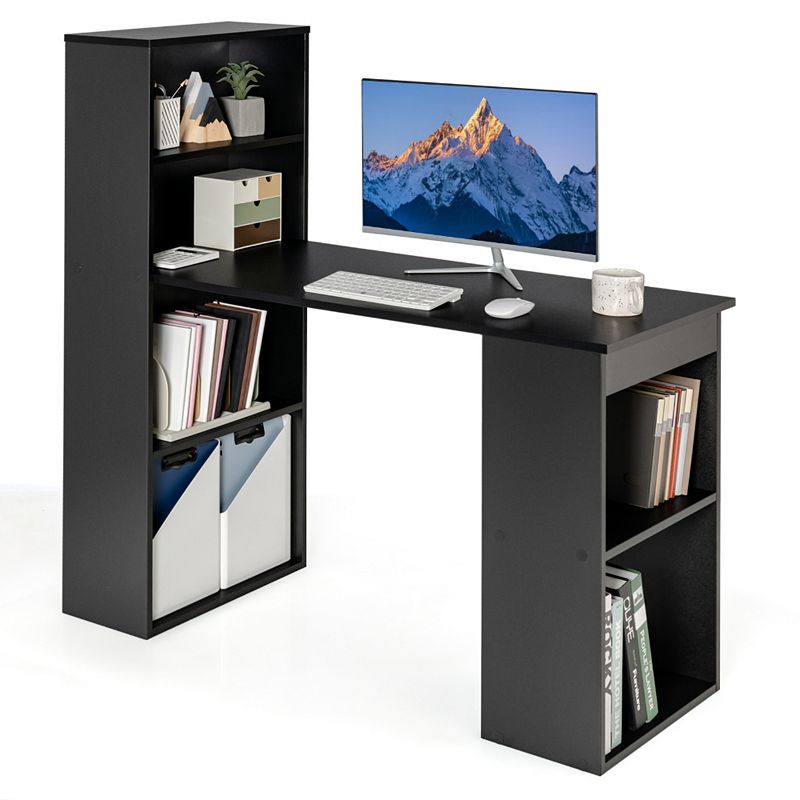 Computer Desk Writing Workstation Office with 6-Tier Storage Shelves