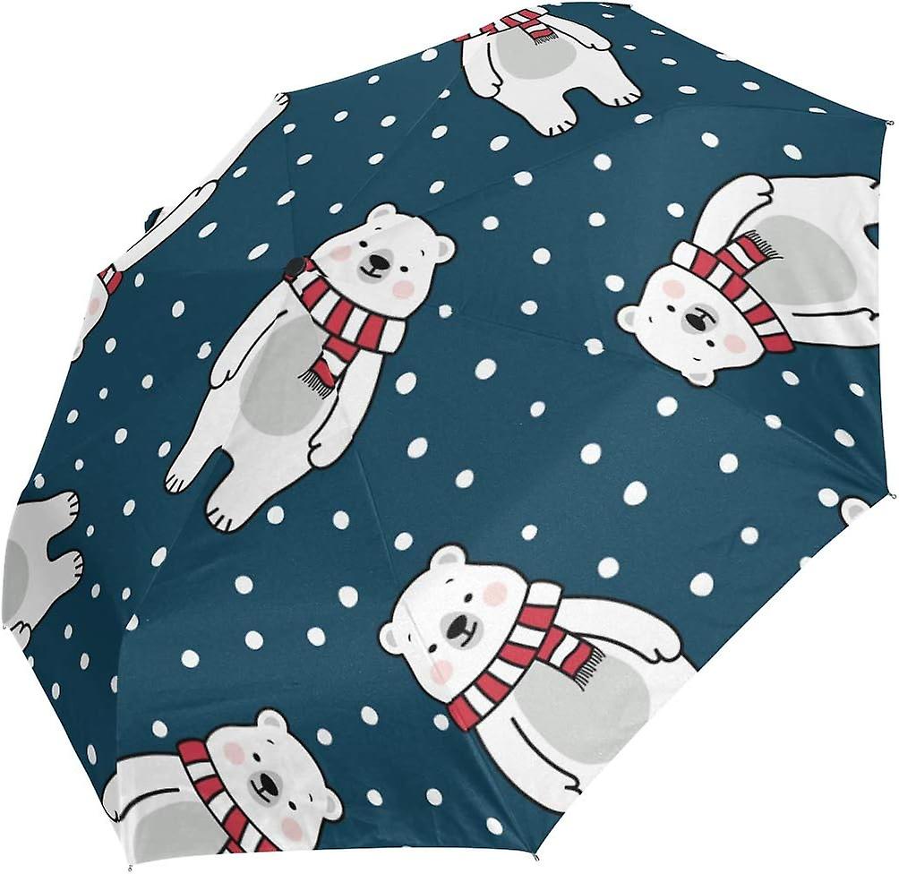 Travel Umbrella Automatic Windproof Foldable Umbrella Cute Polar Bear