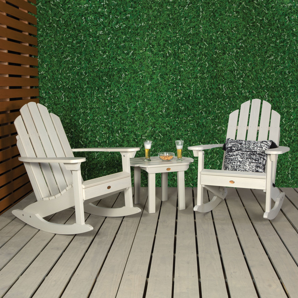 2 Classic Westport Adirondack Rocking Chairs  Classic Westport Side Table   Beach Style   Outdoor Lounge Sets   by highwood  Houzz