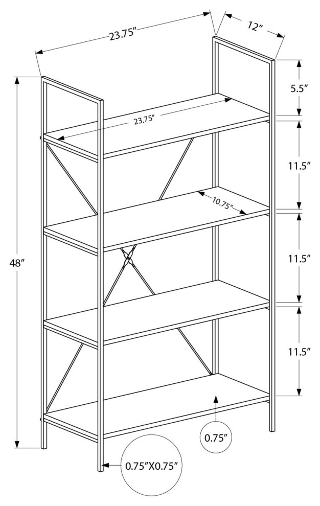 Bookcase 48 quotH Metal   Industrial   Bookcases   by Monarch Specialties  Houzz