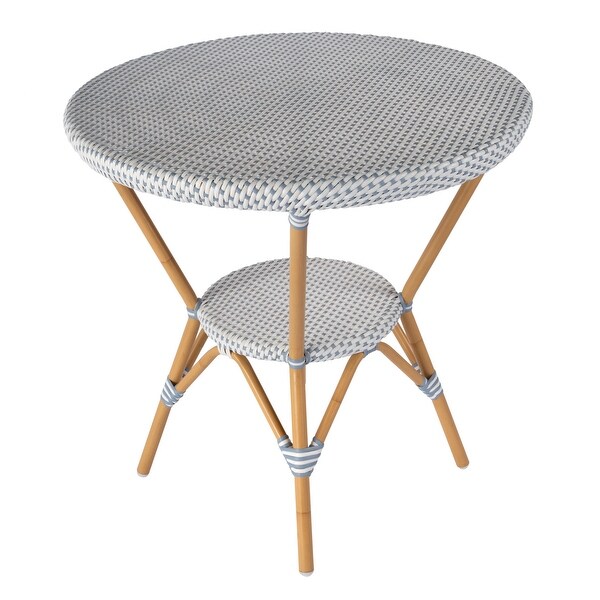 Tobias Outdoor Rattan and Metal Round Bistro Table