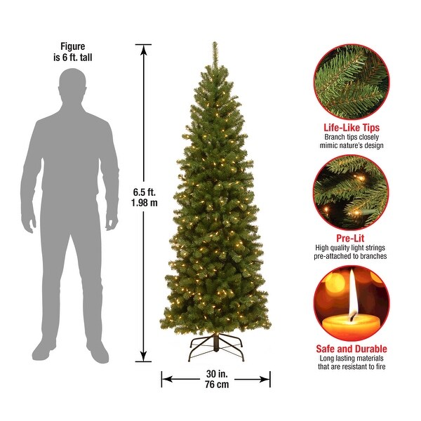 National Tree Company 6.5 ft. North Valley Spruce Pencil Slim Tree with Clear Lights