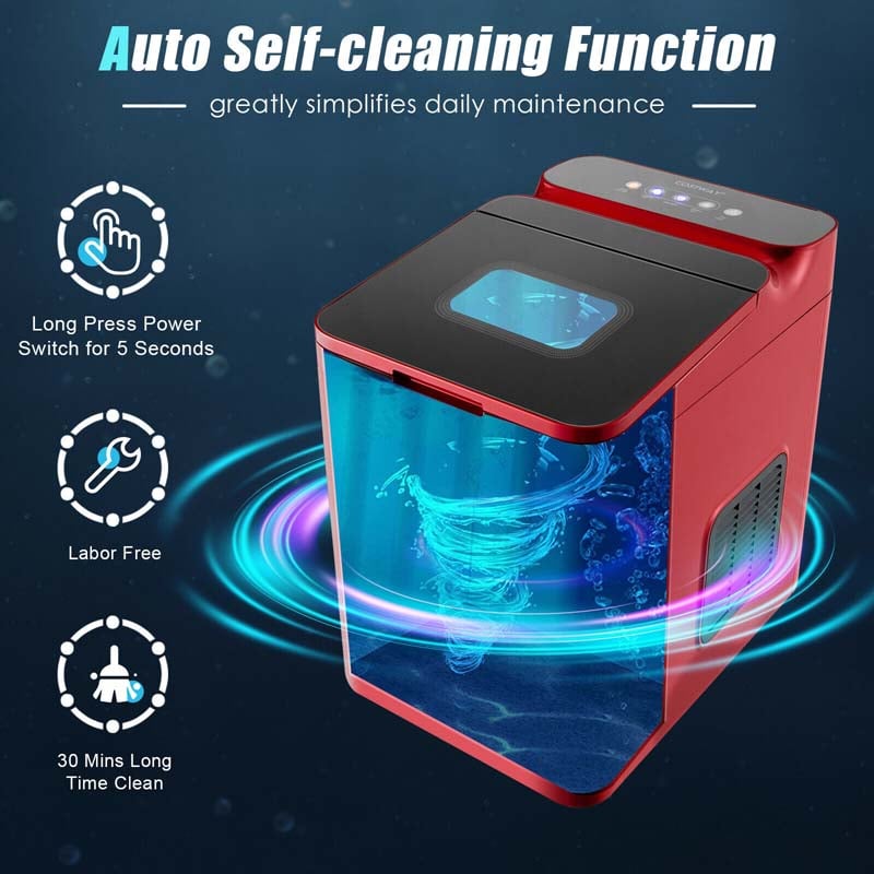 33LBS/24H Portable Ice Maker Countertop Auto Self-Cleaning Ice Machine with Scoop and Basket