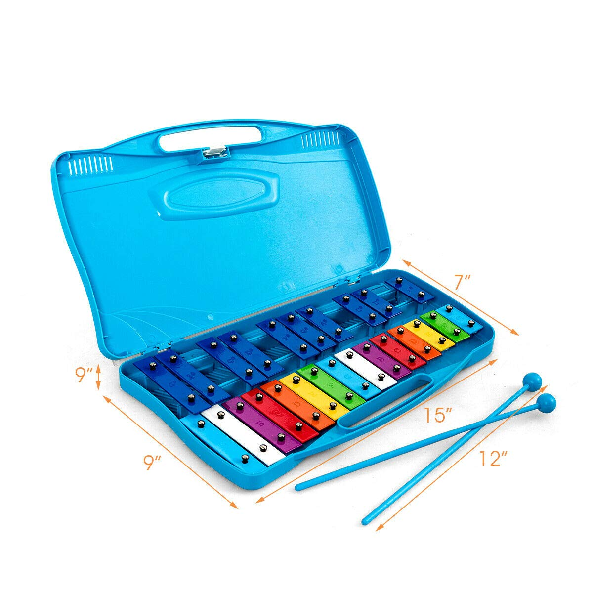 Costzon 25-Note Xylophone w/Case, 2 Child-Safe Mallets, Perfectly Tuned Instrument for Kids