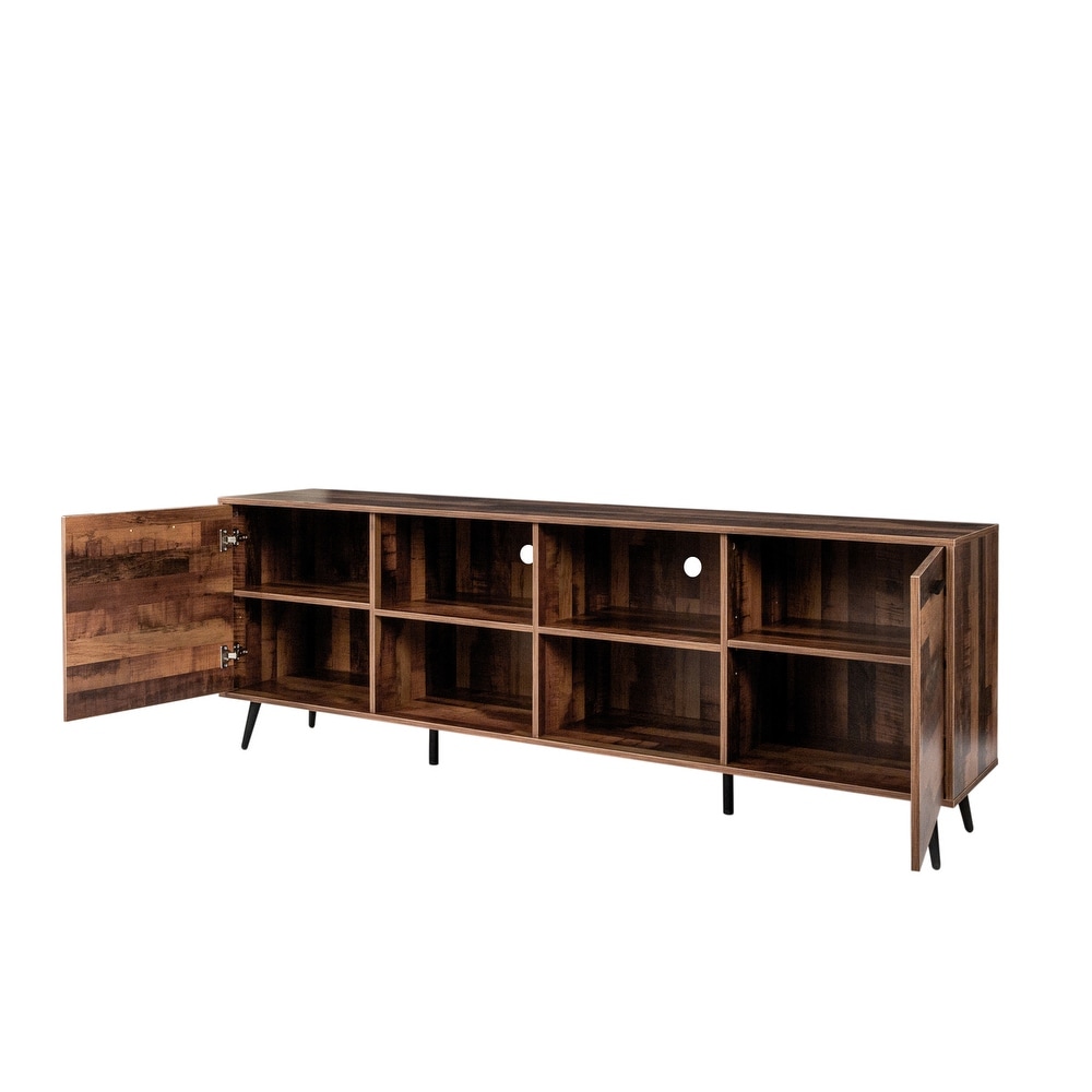 TV Stand Media Entertainment Center Mid Century Modern TV Console Table with Storage Cabinet Doors for Living Room