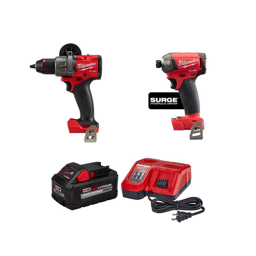 MW M18 FUEL 18-Volt Lithium-Ion Brushless Cordless Hammer DrillSurge Impact Driver with 8.0 Ah Starter Kit 2904-20-2760-20-48-59-1880