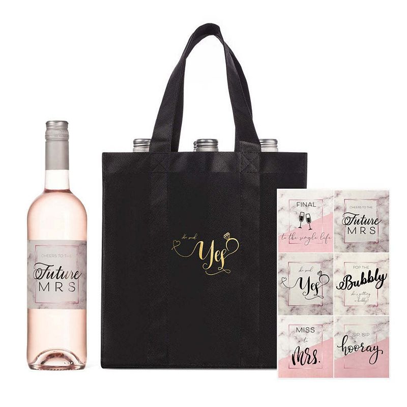 Women's  She Said Yes 6-Bottle Wine Tote Bag with Label Stickers