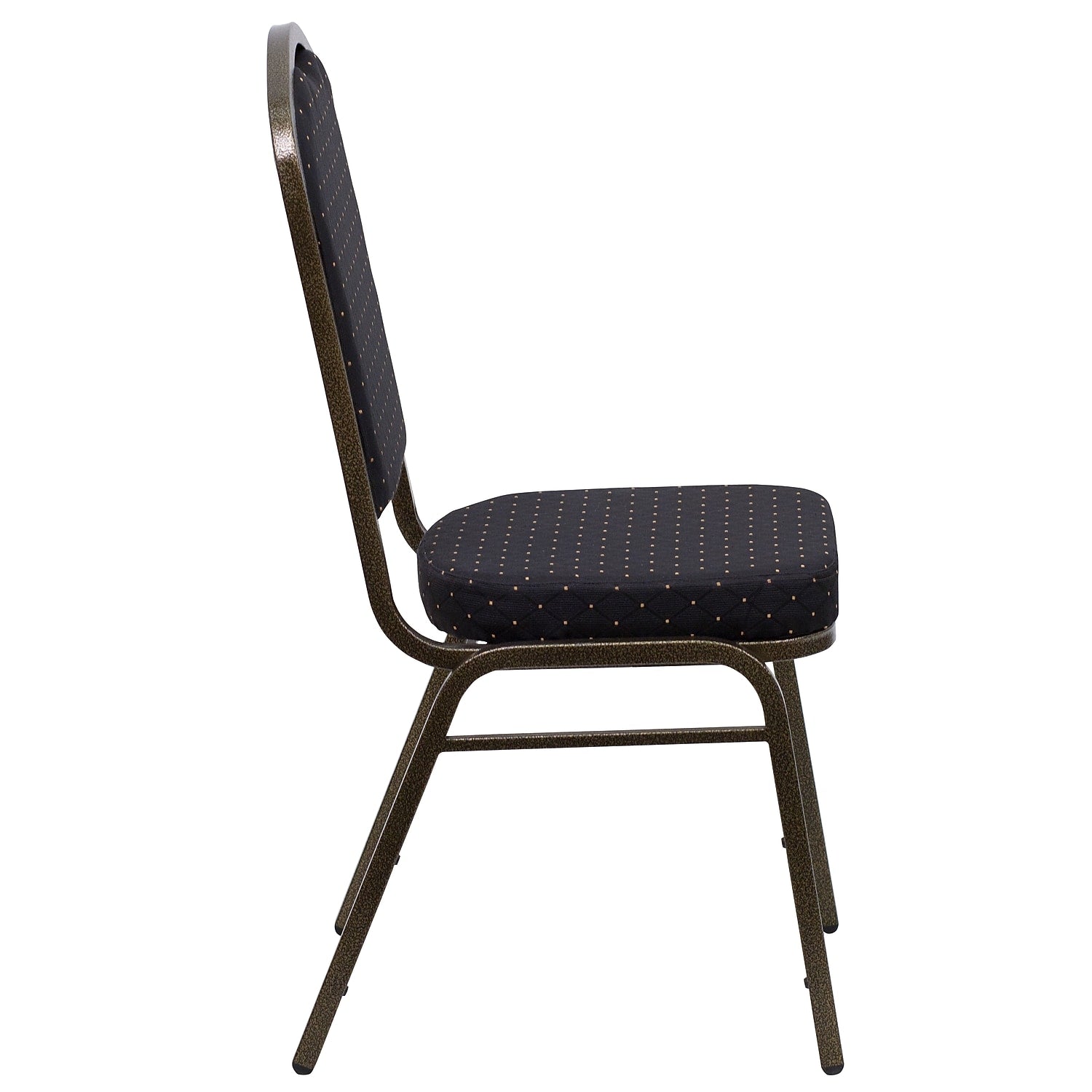 Flash Furniture 4 Pack HERCULES Series Crown Back Stacking Banquet Chair in Black Patterned Fabric - Gold Vein Frame