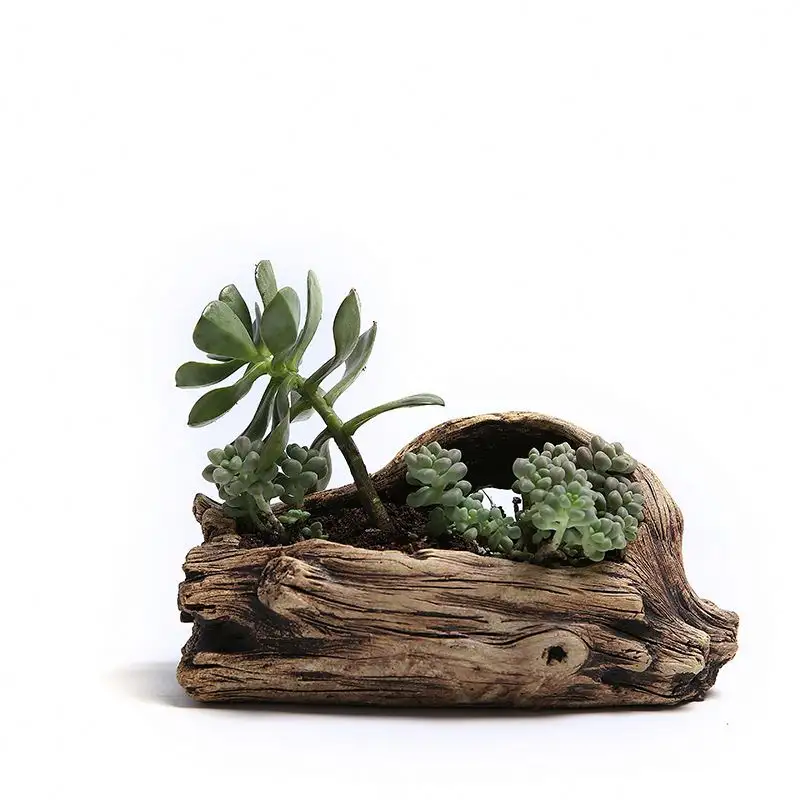 2023 Hot selling Factory Supply unique shape  high quality cement planter Wooden Shape Cement Pot Planter/