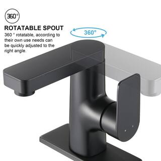 Heemli Rotatable Single Handle Single Hole Bathroom Faucet in Matte Black KBS0101B