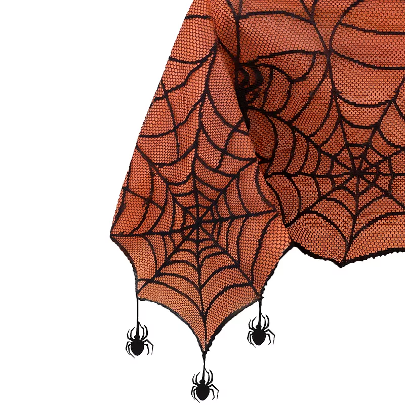 Elrene Home Fashions Crawling Halloween Spider Lace Lined Rectangle Tablecloth