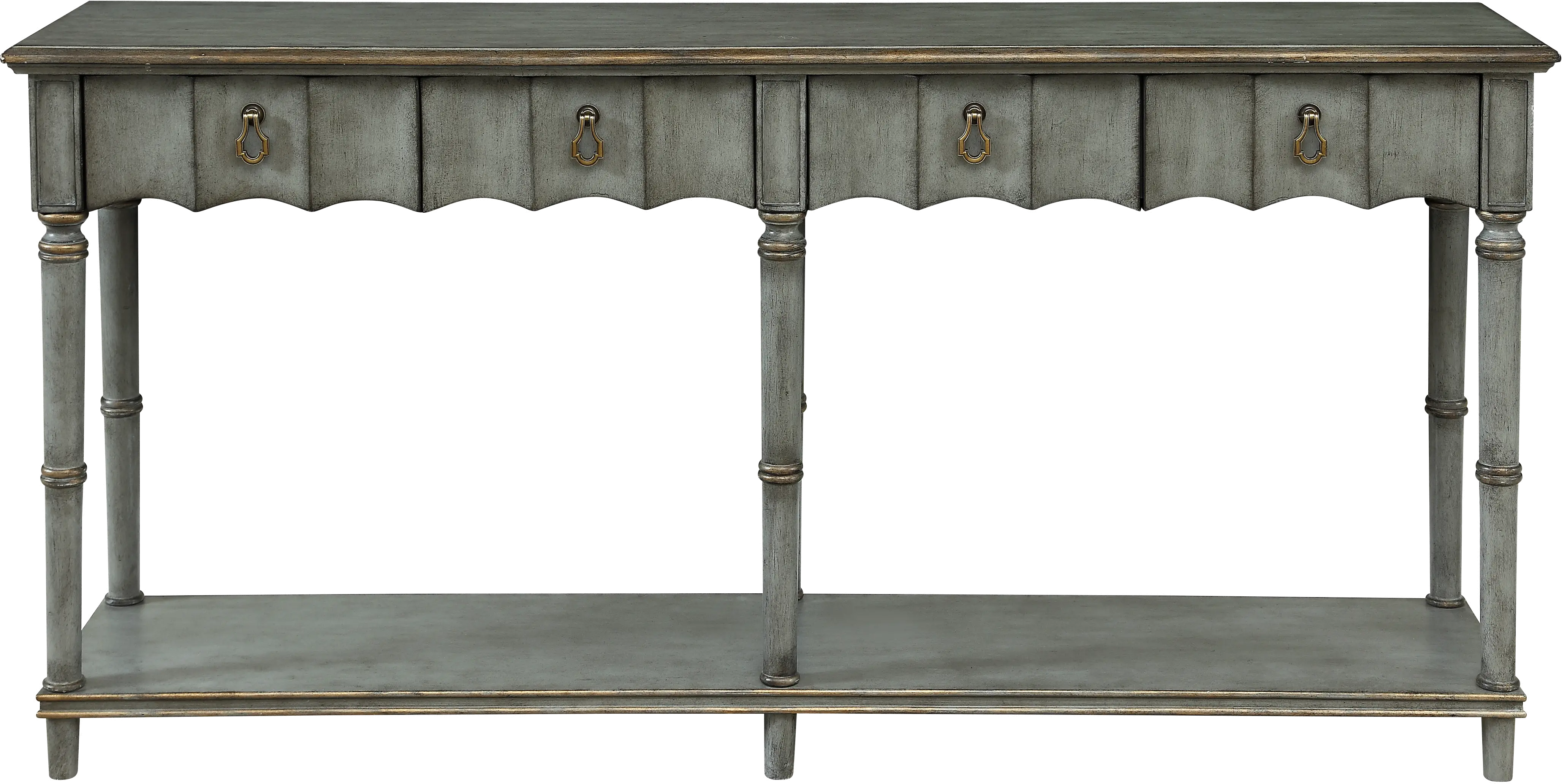 Gray Four Drawer Console Table