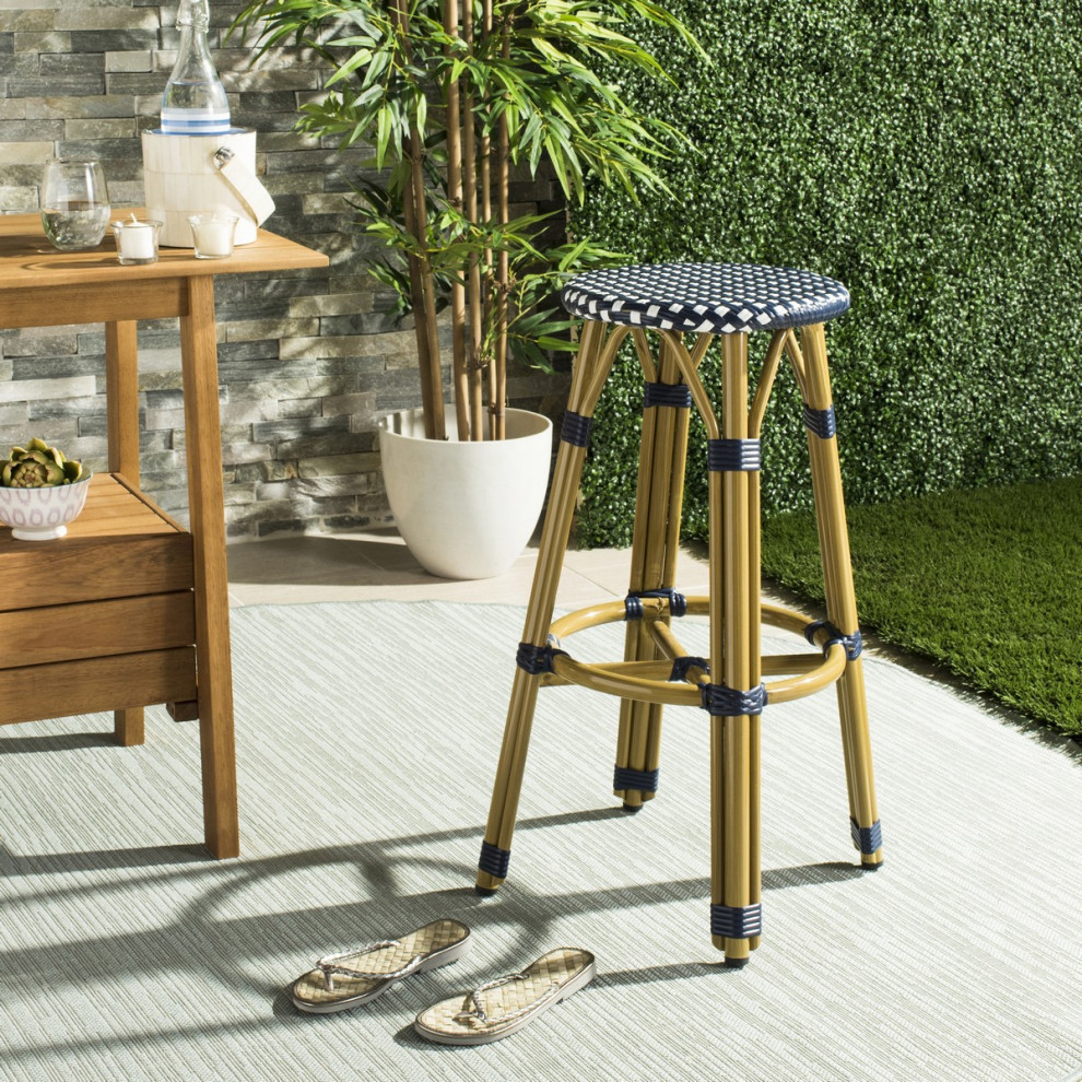 Zen Indoor/Outdoor Bar Stool  Navy   Tropical   Outdoor Bar Stools And Counter Stools   by Rustic Home Furniture Deco  Houzz