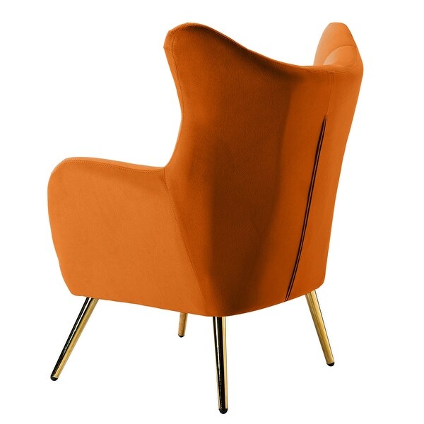 Eusebio Tufted Velvet Accent Chair with Wingback， Arms， and Metal Gold Legs for Living Room or Bedroom by HULALA HOME