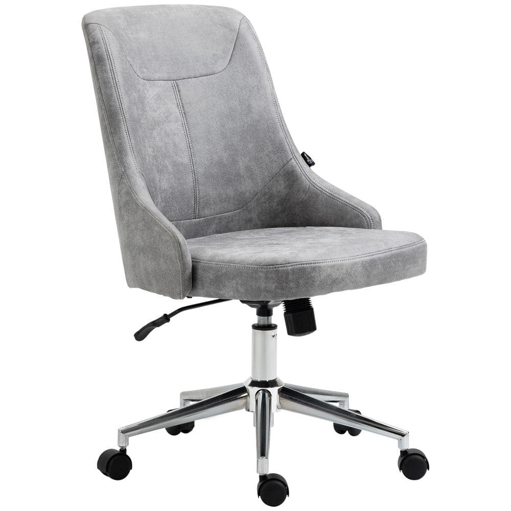 Vinsetto Light Grey Microfiber Cloth Seat Height Adjustable Task Chair with Non-Adjustable Arms 921-562