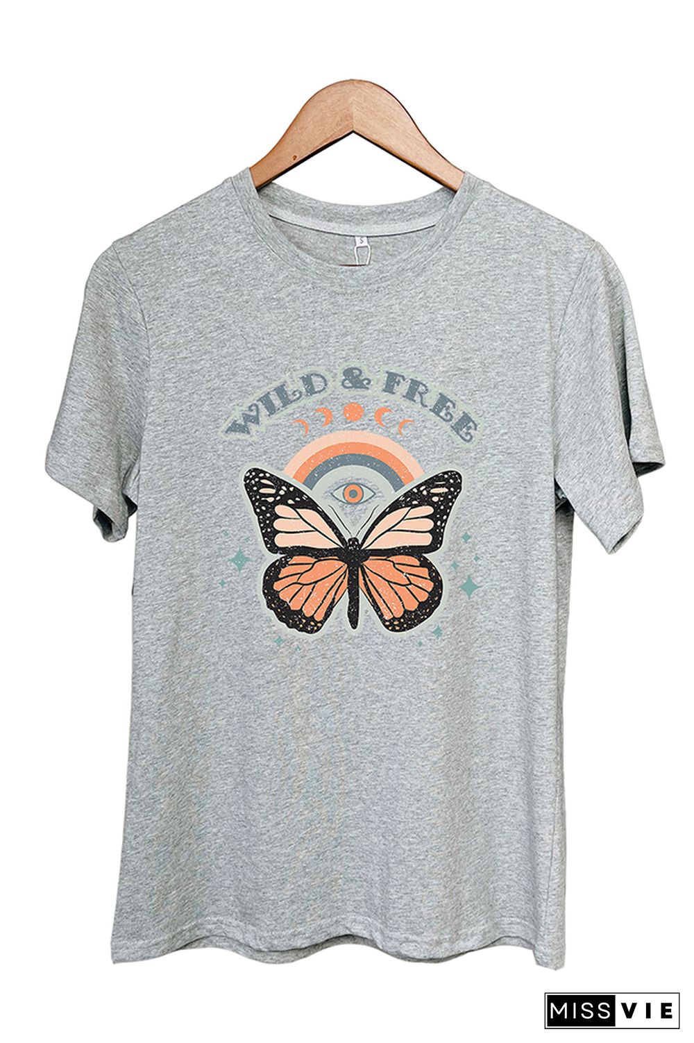 Wild and Free,Butterfly Graphic Tee Wholesale