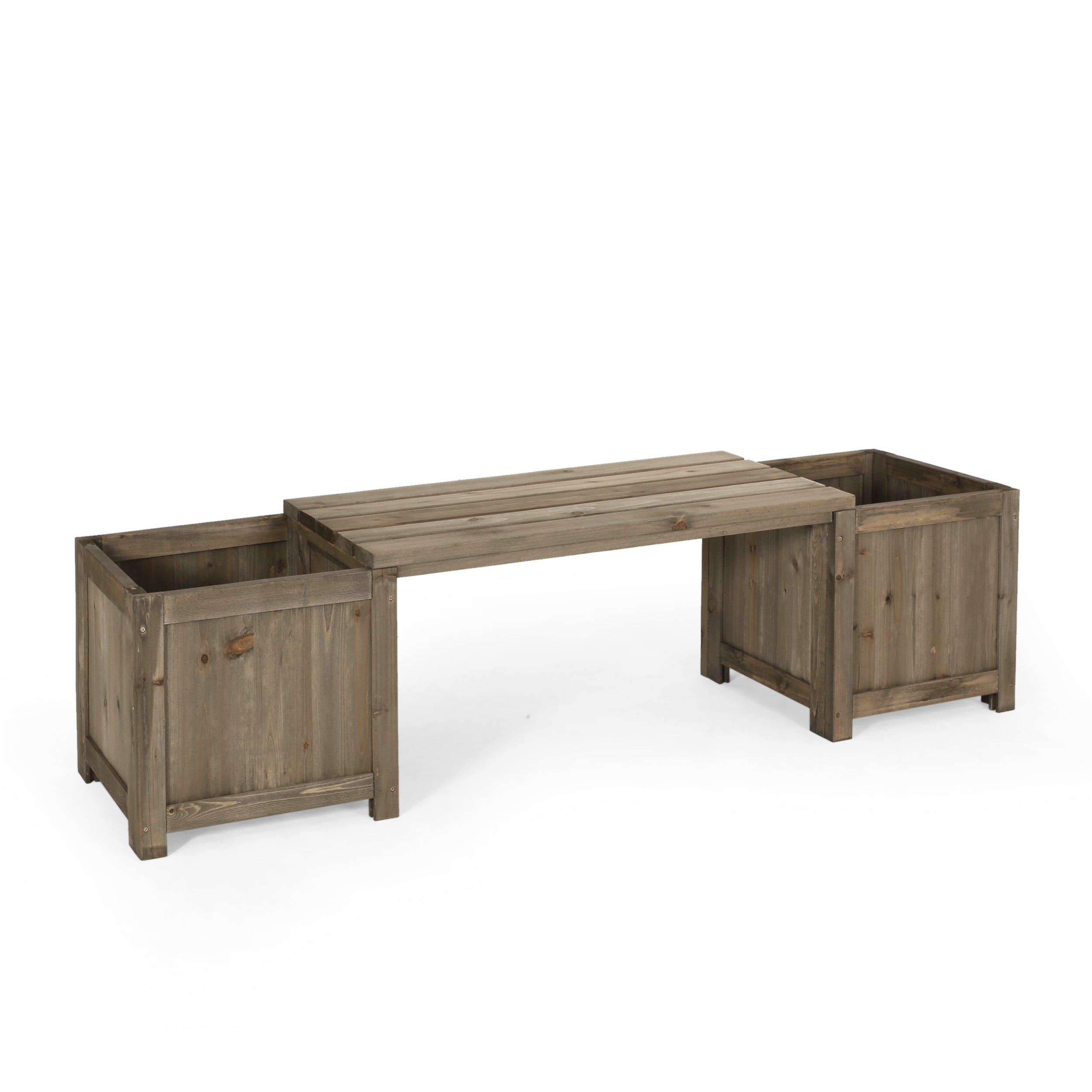 Skyline Outdoor Pine Wood Planter Bench