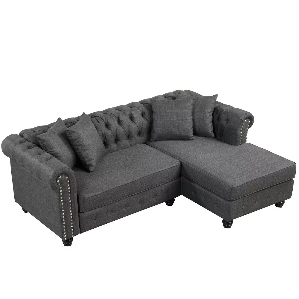 Morden Fort Tufted Scroll Arm Chesterfield 3 Seat Sofa and Chaise