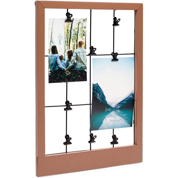 Farmlyn Creek Wall Mounted Brown Picture Frame Wood Photo Frame With Clips 15 7 X 11 4 X 0 59 In